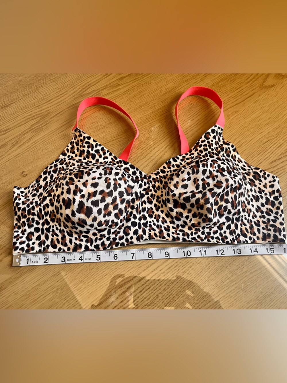 Knix Betsy Johnson Leopard Print Wireless Bra with Pink Straps